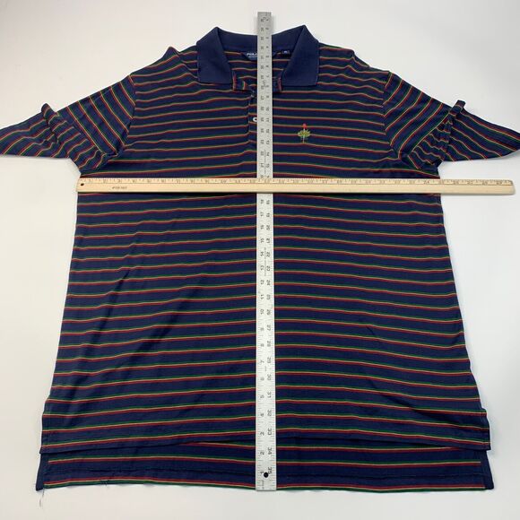 Ralph Lauren Polo Shirt Mens XL Extra Large Navy Golf Striped Pima Cotton Preppy - Picture 5 of 9